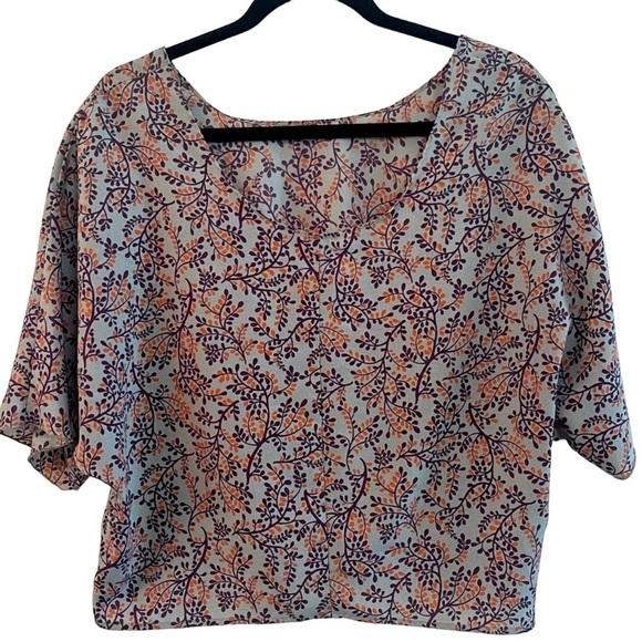 FOREVER JADE Women’s Short Sleeve Wide Cut Crop Blouse with Vine Print size M - Picture 1 of 6